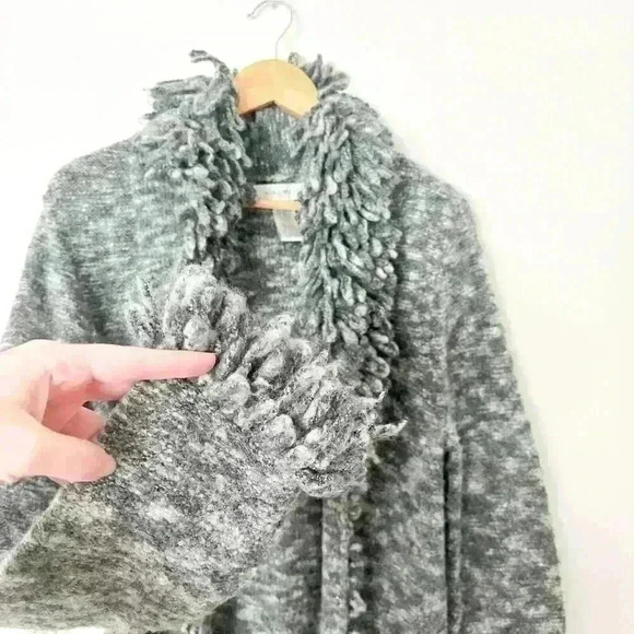 Vintage Nine West Y2K 90s Wool Fringe Cardigan MEDIUM Penny Lane Career Modest - Picture 3 of 8